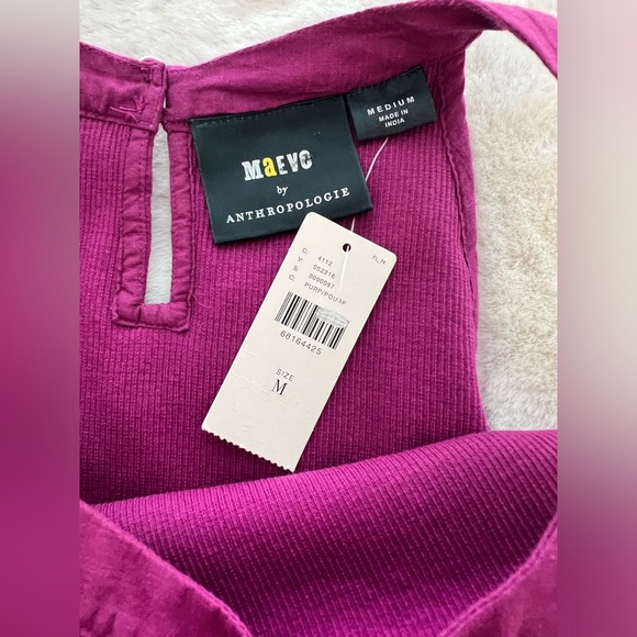 NWT: Anthropologie Maeve Ribbed Ruffled Halter Tank Top in Purple Size Medium - Picture 6 of 8